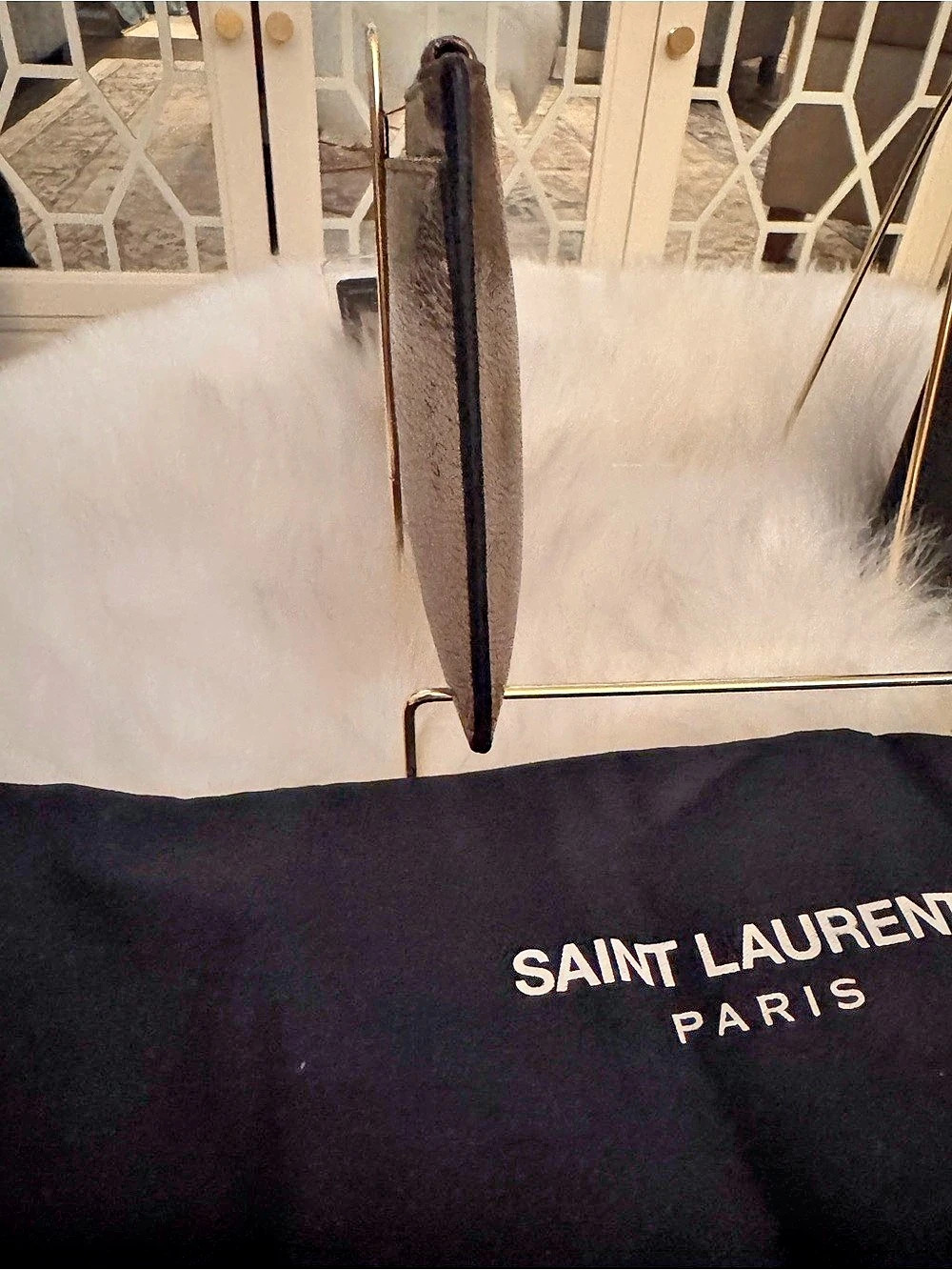 Saint Laurent (YSL) Metallic Gold Leather Pouch/Bill Wallet/ Clutch - Picture 8 of 12